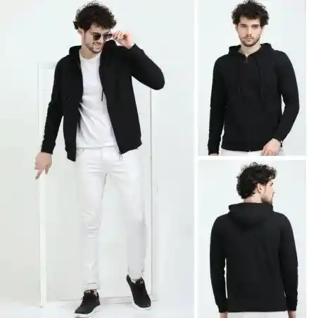 Full-length front zipper with a metal ring puller.