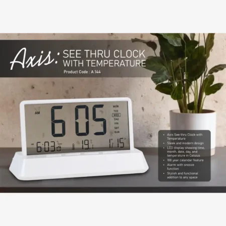 Axis See-Through Digital Clock with Temperature