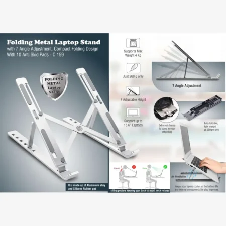FoldPro Metal Laptop Stand with 7-Angle Adjustment