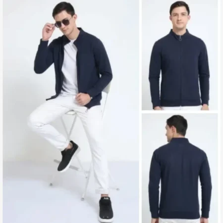 Full-Zip Mock-Neck Sweatshirt.