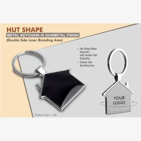 Hut shape metal keychain