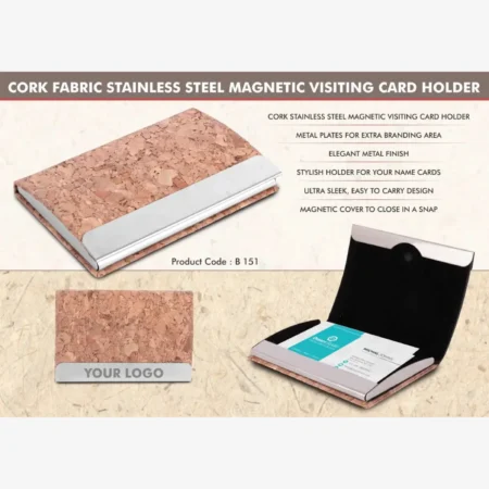 Magnetic Visiting Card Holder with Cork Finish