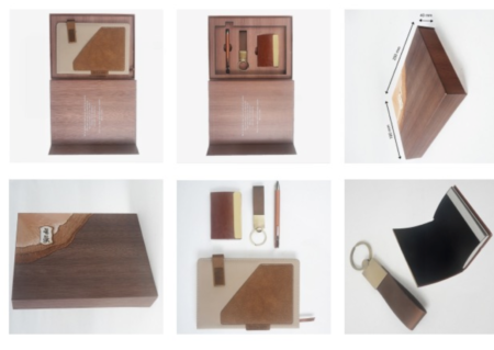 Wooden-finish corporate gift set