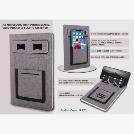 A5 notebook with Phone stand