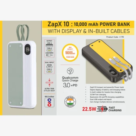 ZapX 10: 10,000 mAh Power bank