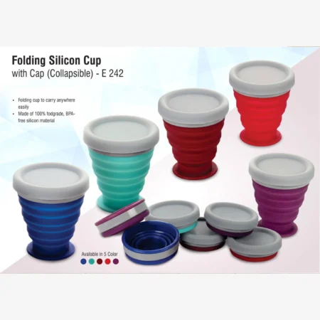 Folding silicon cup with cap