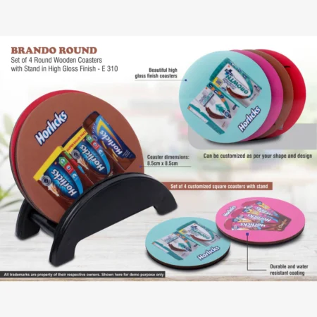Brando Round: Set of 4 Round Wooden coasters