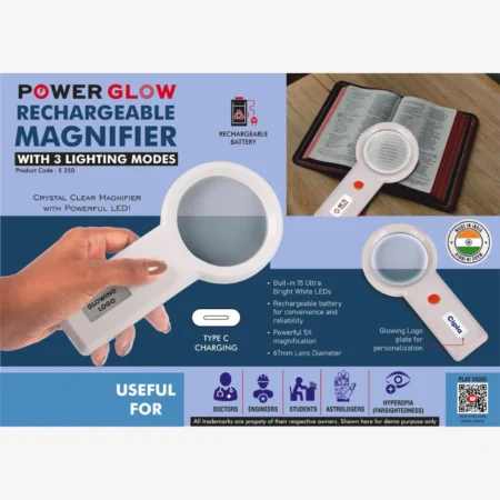 PowerGlow Rechargeable Magnifier with 3 lighting modes
