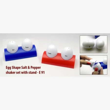 Egg shaped salt & pepper shaker set with stand