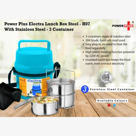 Power Plus Electra Lunch Box Steel – 3 Container