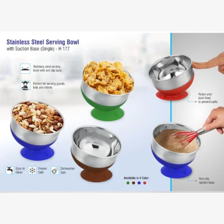 Stainless steel Serving bowl with suction base