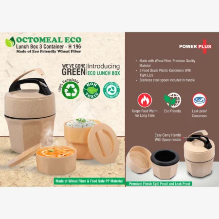 Octomeal Eco: 3 Plastic container lunch box