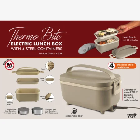 hermoBite: Electric Lunch Box with 4 Steel Containers