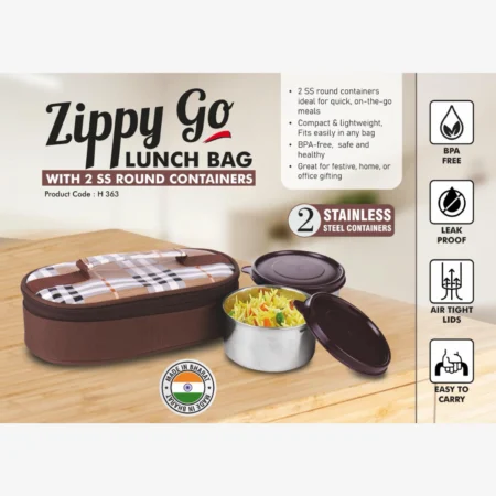 Zippy Go: Lunch bag with 2 SS round containers