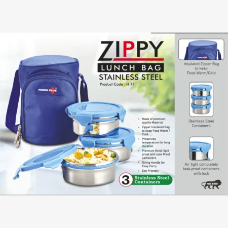 Zippy Lunch box bag- 3 containers (steel)