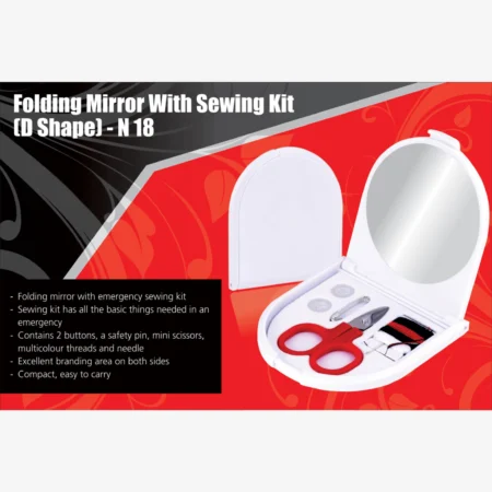Folding mirror with sewing kit (D shape)