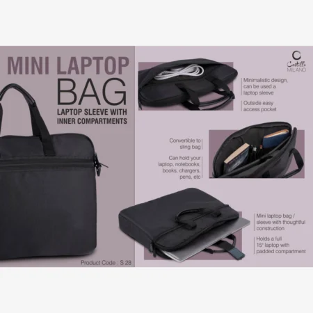 Mini Laptop bag / Laptop Sleeve with inner compartments | Convertible to Sling Bag