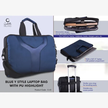 Y style laptop bag with PU highlight