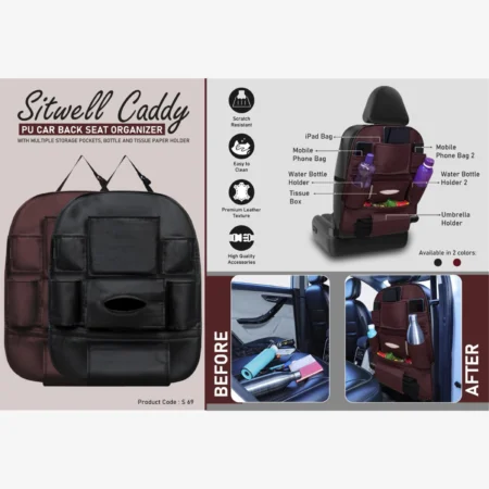 SitWell Caddy: PU Car Back Seat Organizer