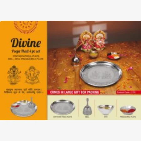 Divine Pooja Thali 4 pc set